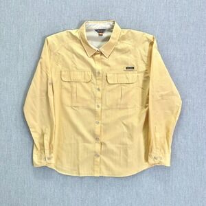 Eddie Bauer Shirt Women's XL Yellow Sport Shop Vented Fishing Hiking Long Sleeve